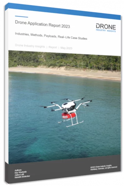 drone application report 2023 cover 3d shadow (1) drone use of drones